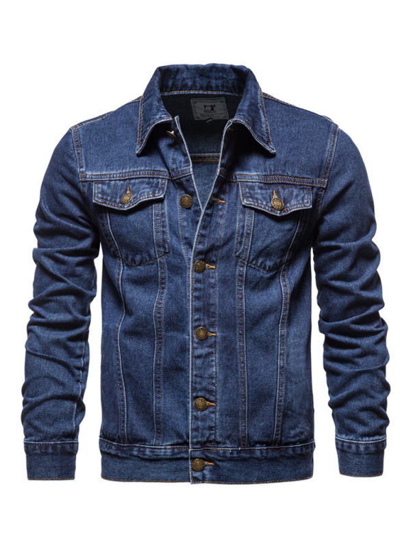 Men Denim Jackets- Classic Blue Denim Trucker Jacket for Men- - Pekosa Women Fashion