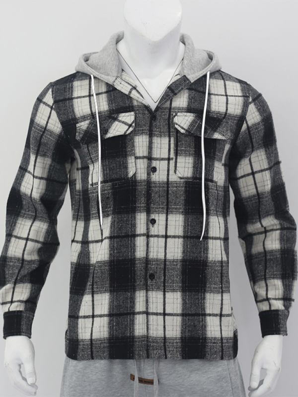 Men Hoodies- Plaid Hoodie Shirt for Men Fall Layering- - Pekosa Women Fashion