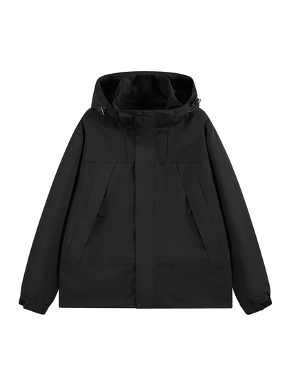 Men Jackets- All-Weather Unisex Windbreaker with Detachable Hood Jacket- - Pekosa Women Fashion