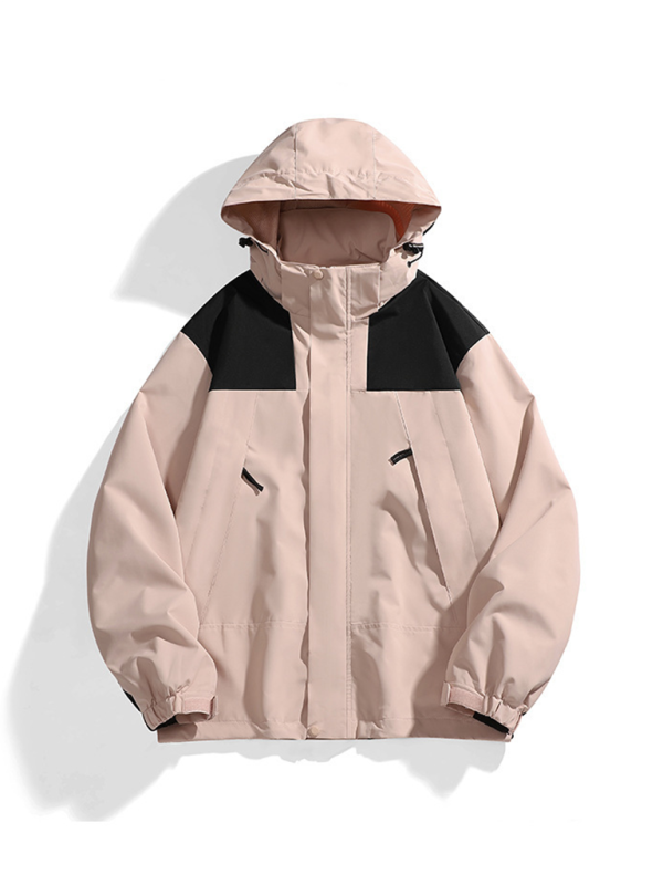 Men Jackets- All-Weather Unisex Windbreaker with Detachable Hood Jacket- - Pekosa Women Fashion