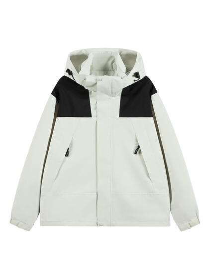 Men Jackets- All-Weather Unisex Windbreaker with Detachable Hood Jacket- - Pekosa Women Fashion