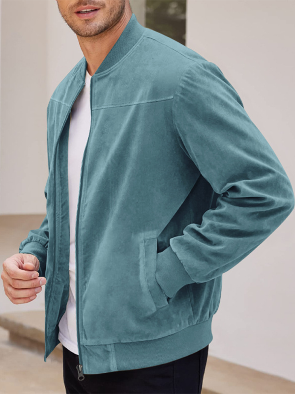 Men Jackets- Men's Like Suede Bomber Jacket- - Pekosa Women Fashion