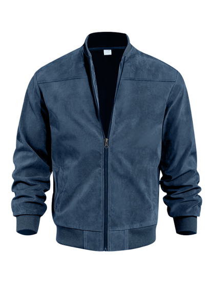 Men Jackets- Men's Like Suede Bomber Jacket- - Pekosa Women Fashion