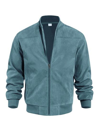 Men Jackets- Men's Like Suede Bomber Jacket- - Pekosa Women Fashion