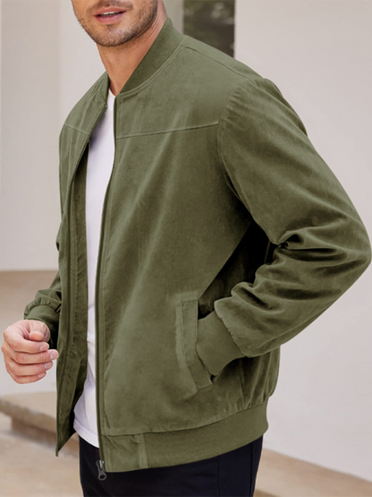 Men Jackets- Men's Like Suede Bomber Jacket- - Pekosa Women Fashion