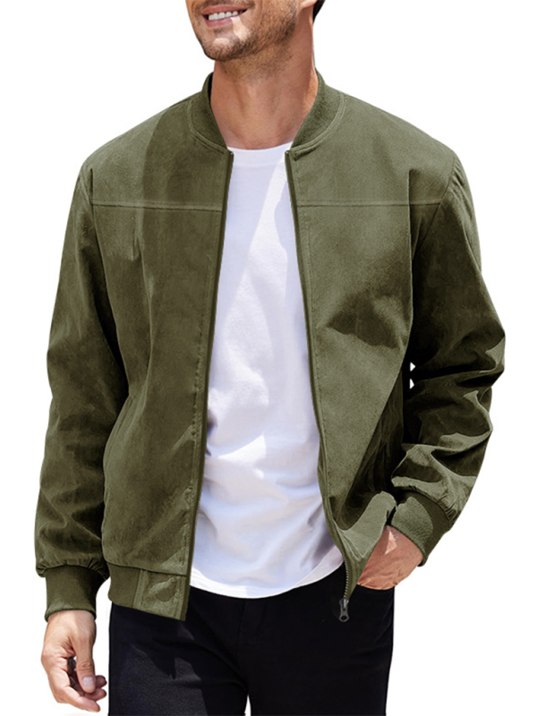 Men Jackets- Men's Like Suede Bomber Jacket- - Pekosa Women Fashion