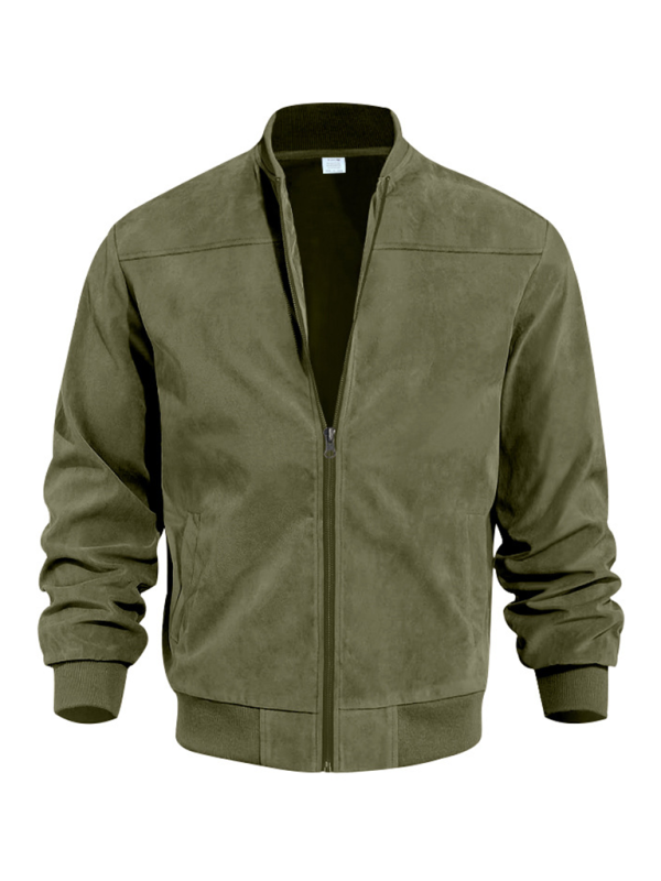 Men Jackets- Men's Like Suede Bomber Jacket- - Pekosa Women Fashion