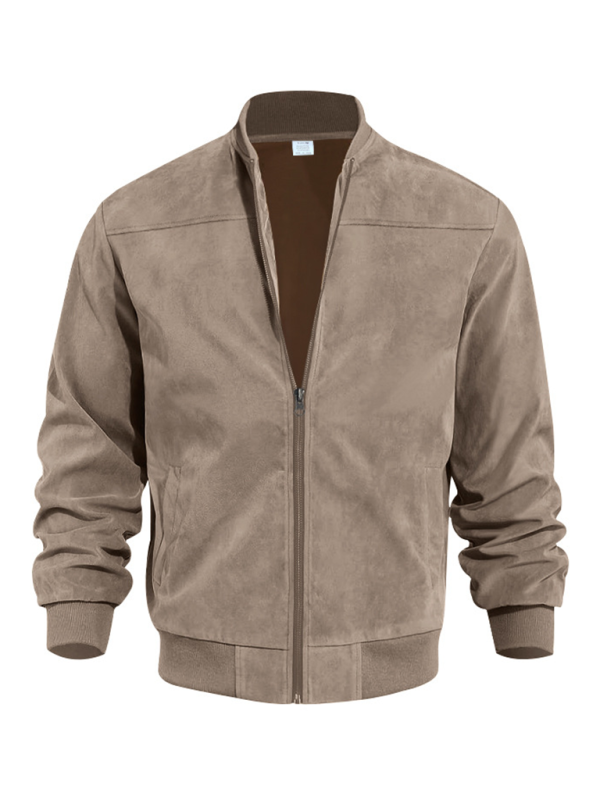 Men Jackets- Men's Like Suede Bomber Jacket- - Pekosa Women Fashion