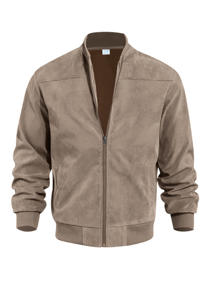 Men Jackets- Men's Like Suede Bomber Jacket- - Pekosa Women Fashion