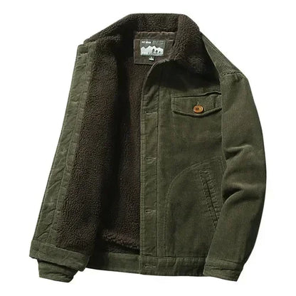 Men Jackets- Men's Rugged Cotton Sherpa-Lined Jacket for Outdoor Adventures- Green 2- Pekosa Women Fashion