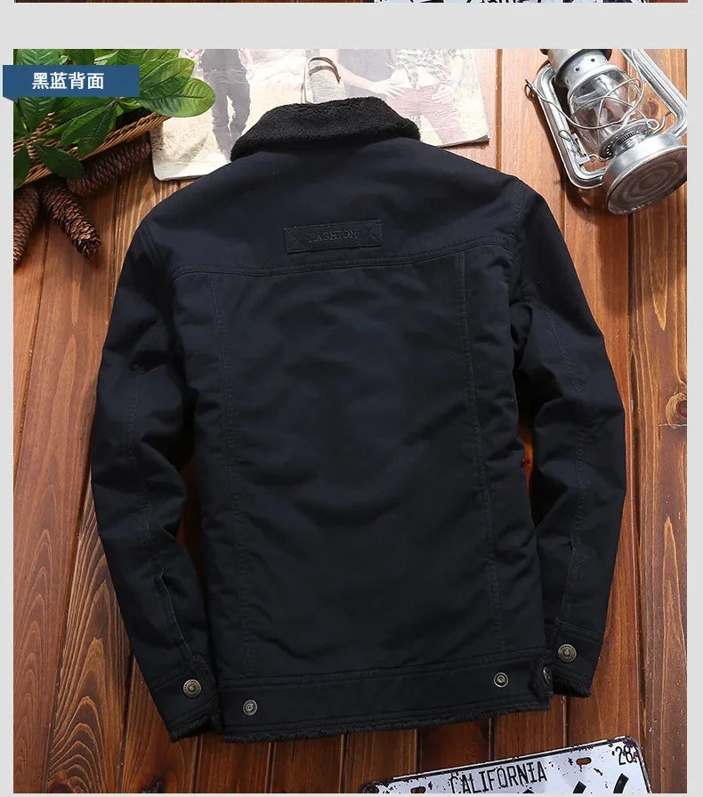 Men Jackets- Men's Rugged Cotton Sherpa-Lined Jacket for Outdoor Adventures- - Pekosa Women Fashion