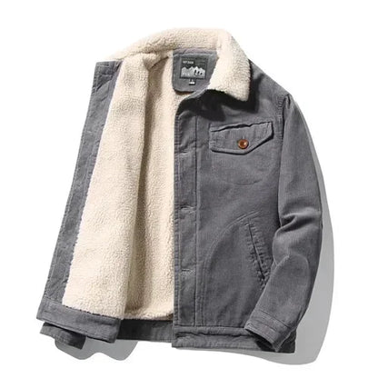 Men Jackets- Men's Rugged Cotton Sherpa-Lined Jacket for Outdoor Adventures- Gray- Pekosa Women Fashion