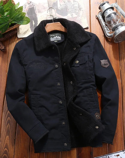 Men Jackets- Men's Rugged Cotton Sherpa-Lined Jacket for Outdoor Adventures- - Pekosa Women Fashion