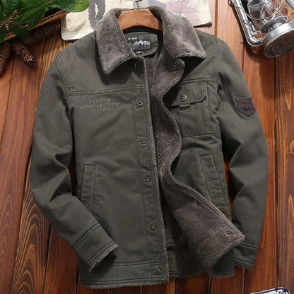 Men Jackets- Men's Rugged Cotton Sherpa-Lined Jacket for Outdoor Adventures- Green- Pekosa Women Fashion