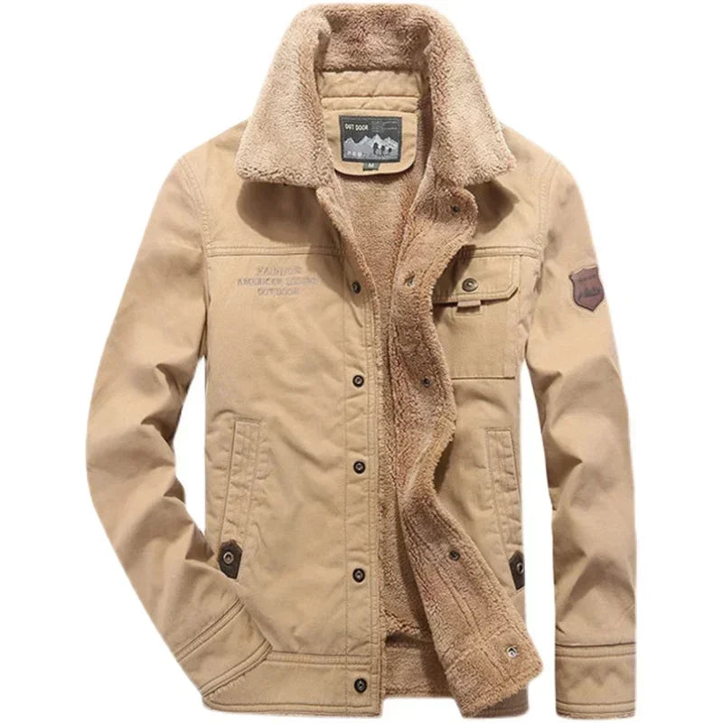 Men Jackets- Men's Rugged Cotton Sherpa-Lined Jacket for Outdoor Adventures- - Pekosa Women Fashion