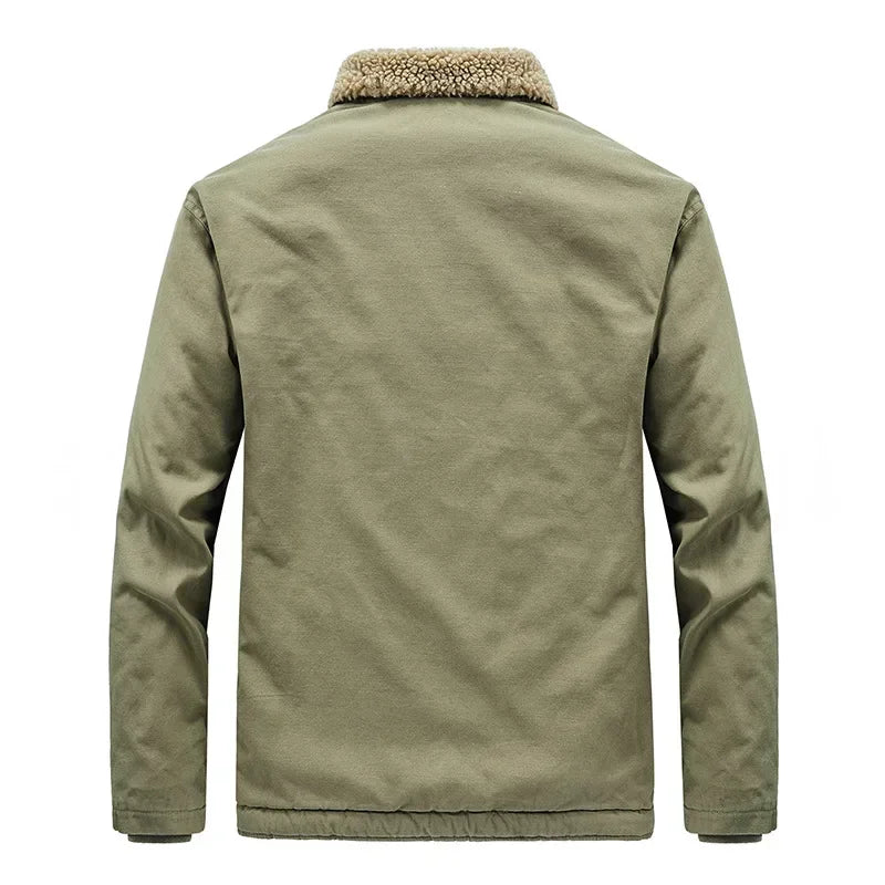 Men Jackets- Men's Sherpa-Lined Army Winter Jacket- - Pekosa Women Fashion