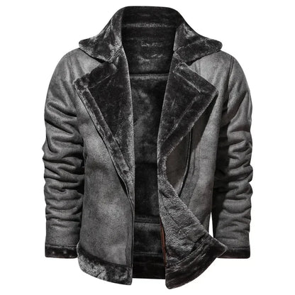 Men Jackets- Men's Vintage Sherpa-Lined Leather Jacket- - Pekosa Women Fashion