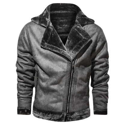 Men Jackets- Men's Vintage Sherpa-Lined Leather Jacket- - Pekosa Women Fashion