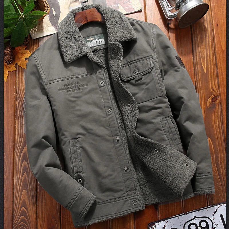 Men Jackets- Rugged Warmth Outdoor Men's Jacket with Sherpa Collar- - Pekosa Women Fashion