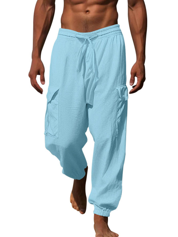 Men Pants- Cotton Joggers Pencil Beach Pants for Men- - Pekosa Women Fashion