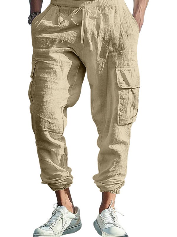 Men Pants- Cotton Joggers for Men Lightweight Beach Pants- - Pekosa Women Fashion