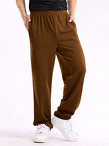 Men Pants- Sporty Men's Sweatpants for Lounging and Leisure- Dark Brown- Pekosa Women Fashion