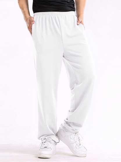 Men Pants- Sporty Men's Sweatpants for Lounging and Leisure- White- Pekosa Women Fashion