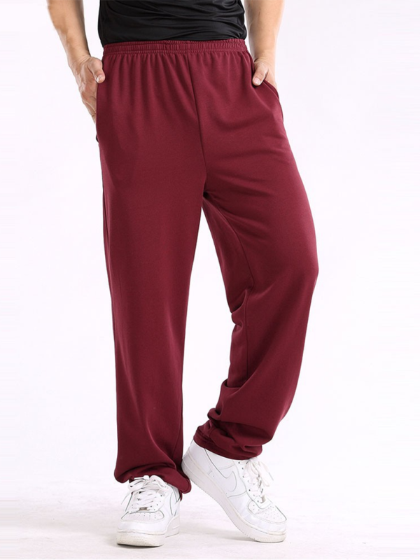 Men Pants- Sporty Men's Sweatpants for Lounging and Leisure- Wine Red- Pekosa Women Fashion