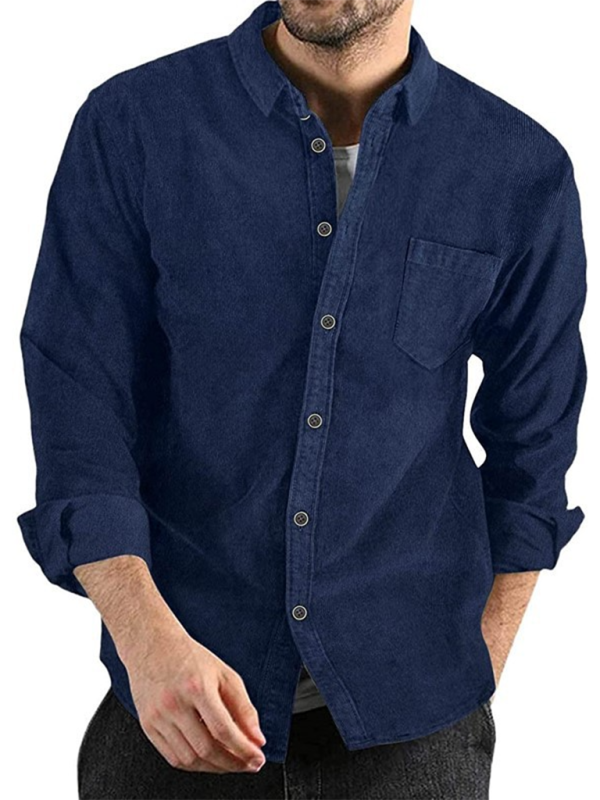 Men Shirts- Corduroy Men's Shirt for Smart-Casual Look- Champlain color- Pekosa Women Fashion