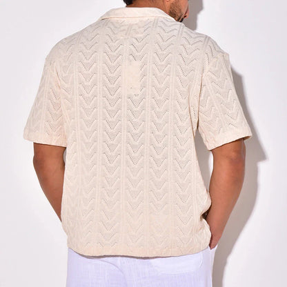 Men's Eyelet Zigzag Knit Shirts for Casual Outings