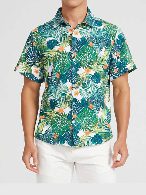 Men Shirts- Men's Hawaiian Shirt for Beach Adventures- - Pekosa Women Fashion