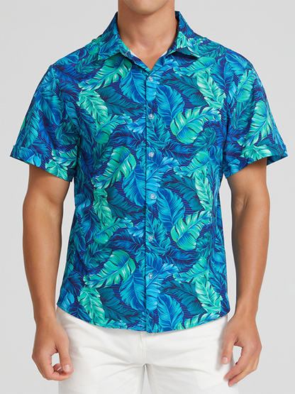 Men Shirts- Men's Hawaiian Shirt for Beach Adventures- Spearmint viridis- Pekosa Women Fashion