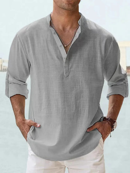 Men Shirts- Linen Blend Shirt for Men's Casual Wear- - Pekosa Women Fashion