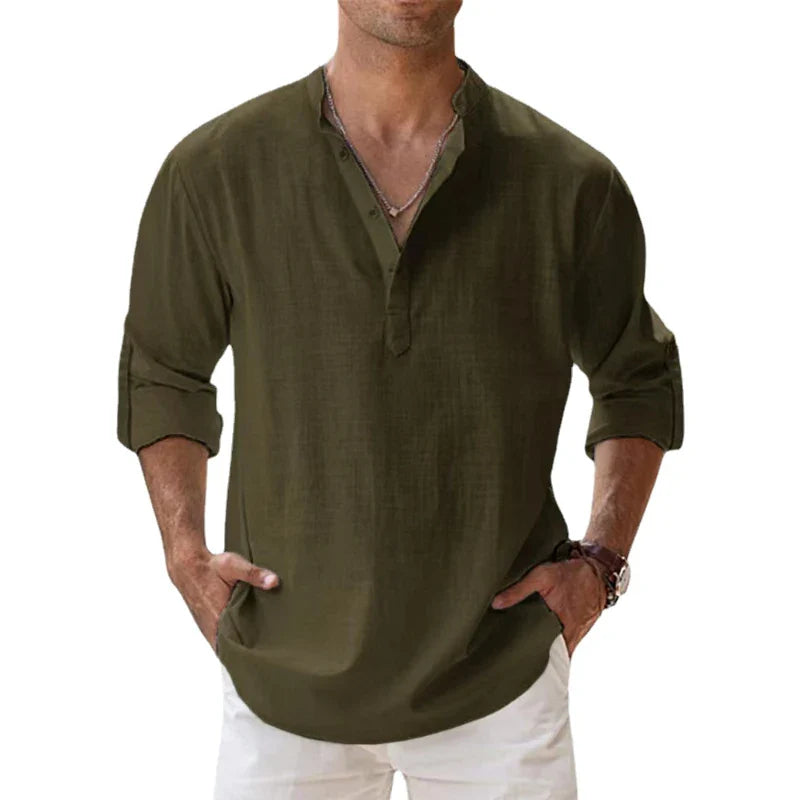 Men Shirts- Linen Blend Shirt for Men's Casual Wear- - Pekosa Women Fashion