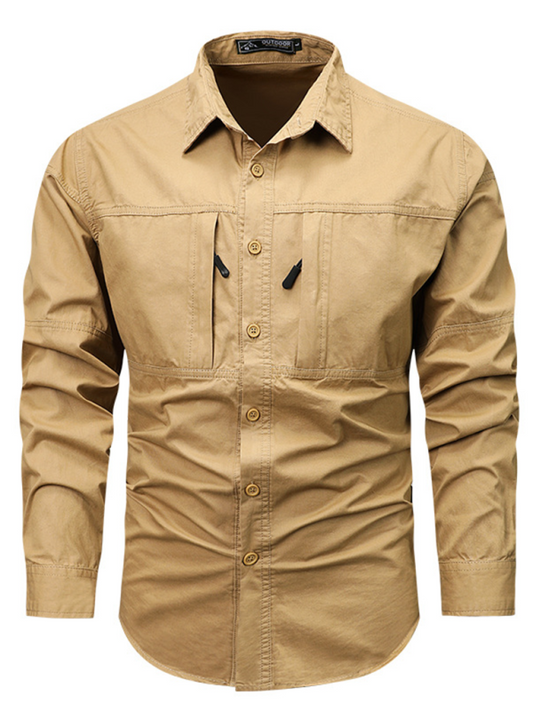 Men Shirts- Men's Rugged Utility Shirt for Work Wear- Khaki- Pekosa Women Fashion