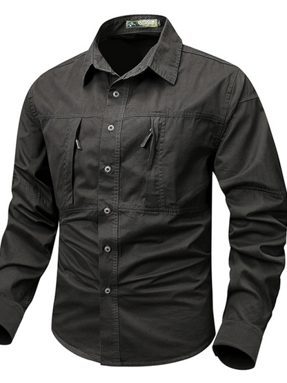 Men Shirts- Men's Rugged Utility Shirt for Work Wear- Black- Pekosa Women Fashion