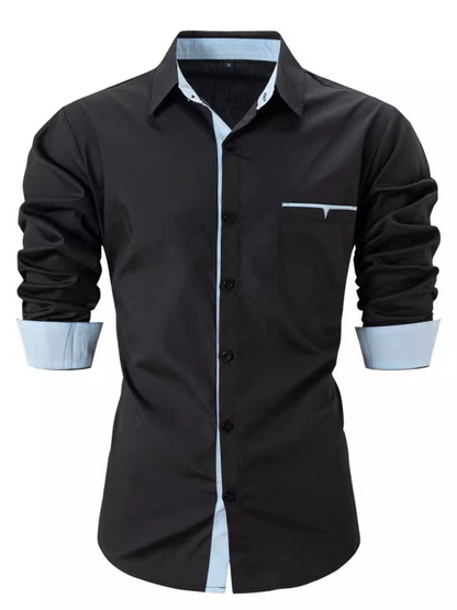 Men Shirts- Sharp Men's Dress Shirt with Contrast Trim- - Pekosa Women Fashion