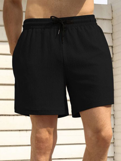 Men Shorts- Built-In Pocket Textured Shorts for Active Men- - Pekosa Women Fashion