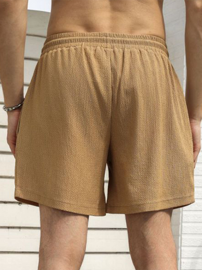 Men Shorts- Built-In Pocket Textured Shorts for Active Men- - Pekosa Women Fashion