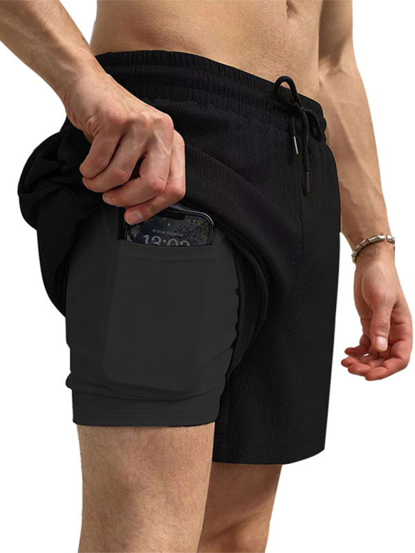 Men Shorts- Built-In Pocket Textured Shorts for Active Men- - Pekosa Women Fashion