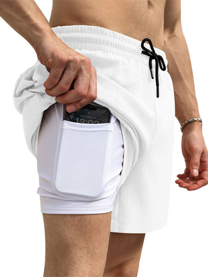 Men Shorts- Built-In Pocket Textured Shorts for Active Men- - Pekosa Women Fashion