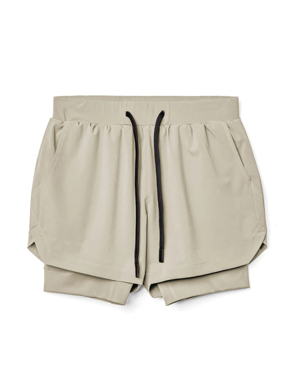 Men Shorts- High-Performance Athletic Shorts- Khaki- Pekosa Women Fashion