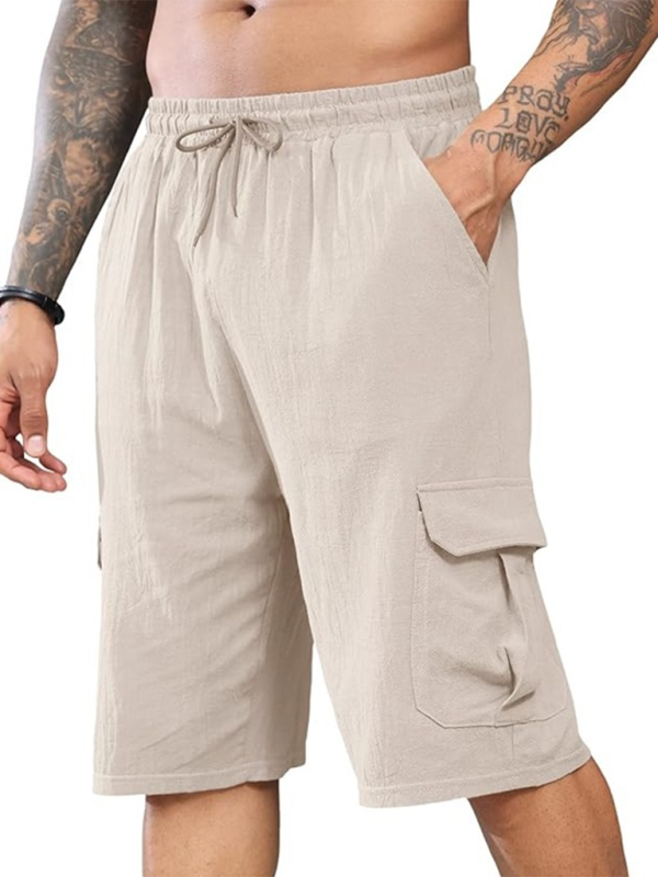 Men Shorts- Summer Essential White Cargo Shorts for Men- Cracker khaki- Pekosa Women Fashion