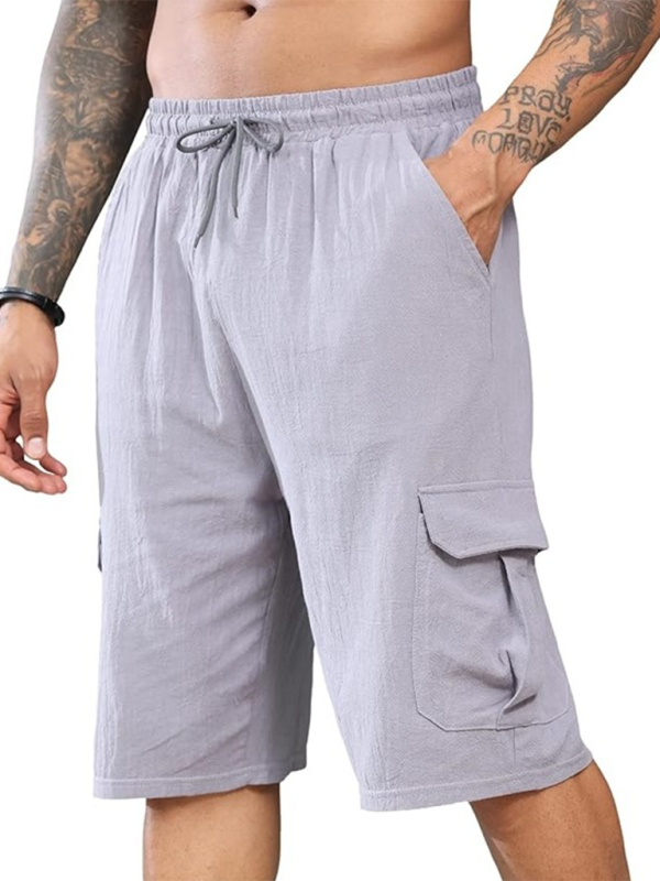 Men Shorts- Summer Essential White Cargo Shorts for Men- Misty grey- Pekosa Women Fashion