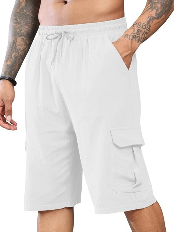 Men Shorts- Summer Essential White Cargo Shorts for Men- White- Pekosa Women Fashion