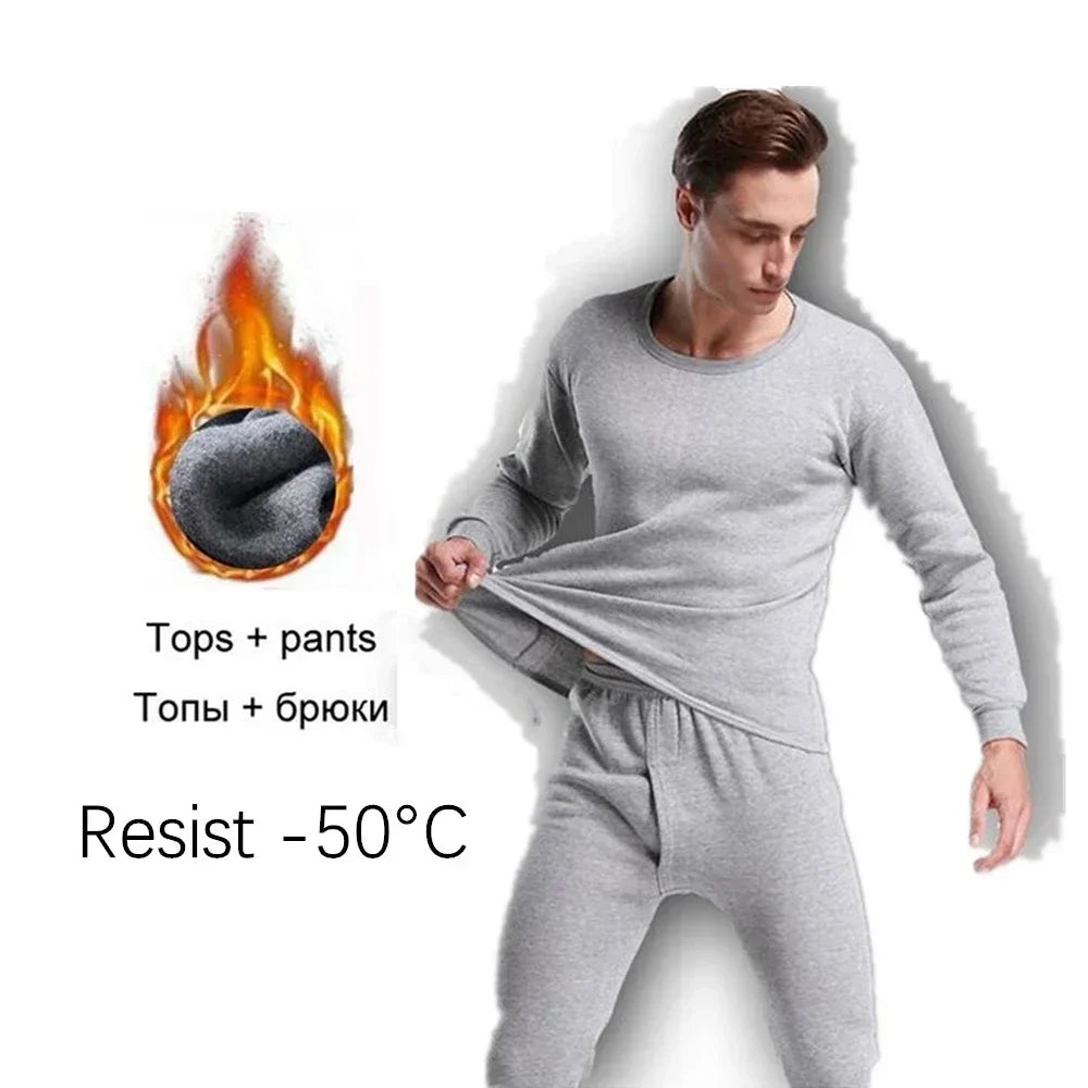 Men Sleepwear - Men's Fleece Lined Thermal Underwear for Winter Pants & Top