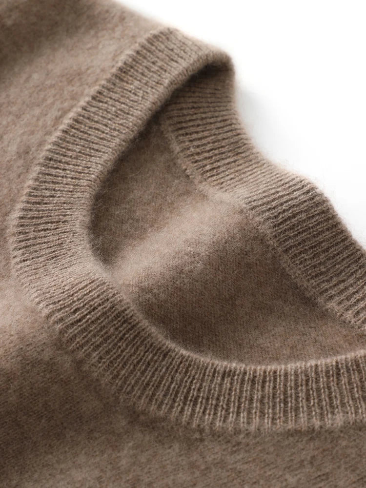 Men Sweaters - Classic Crew Neck Cashmere Sweater - Wool Jumper