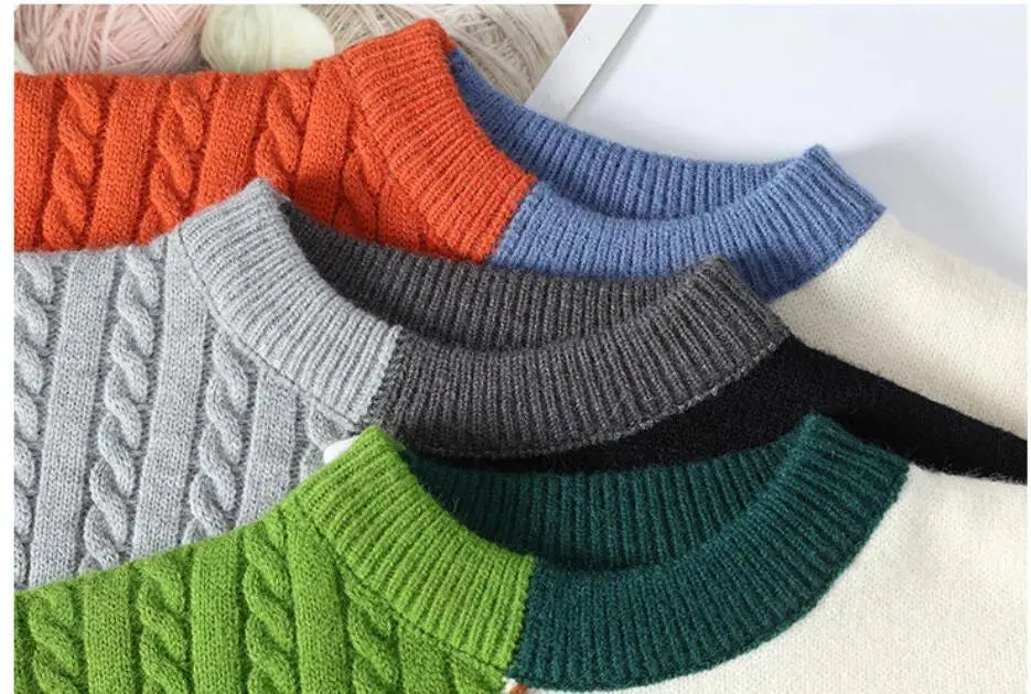 Men Sweaters - Stylish Knit Sweater with Color-Block Details for Men