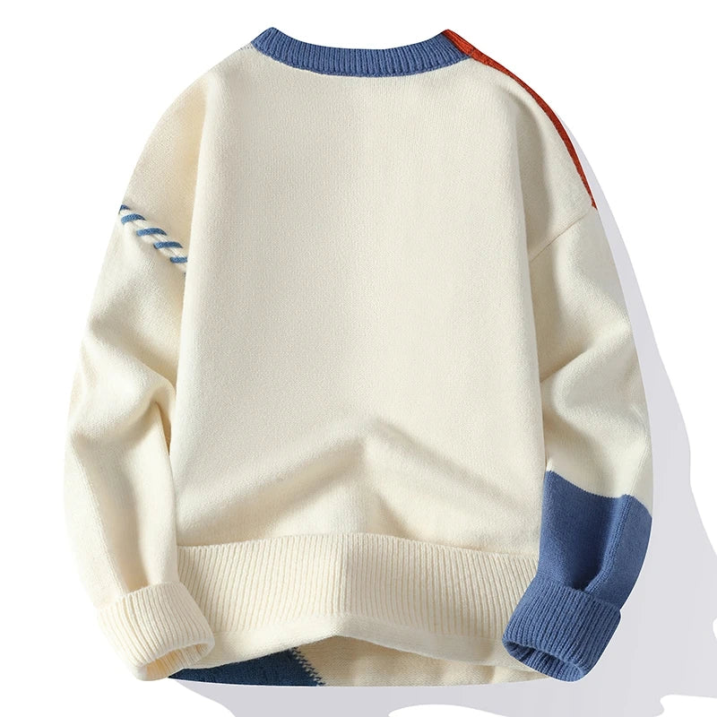 Men Sweaters - Stylish Knit Sweater with Color-Block Details for Men