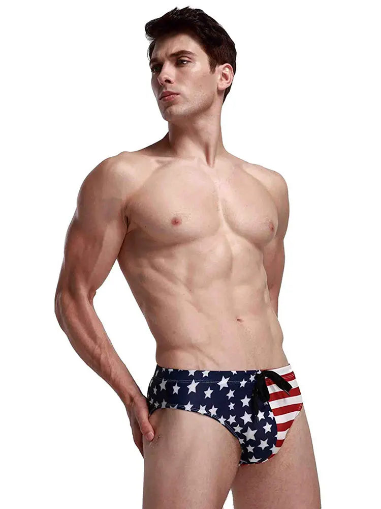 Men Swimwear- Men's Patriotic Swimwear for Poolside and Beach Fun- - Chuzko Women Clothing